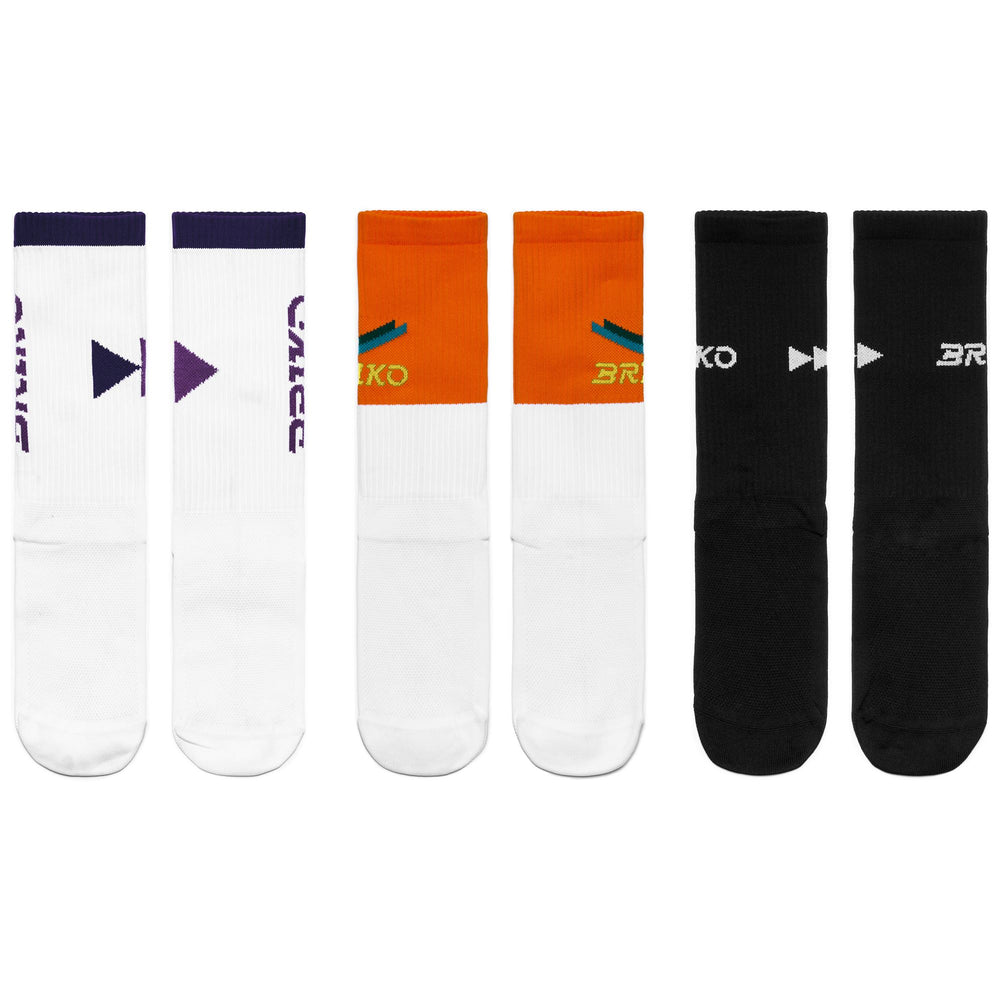 Socks Unisex FAST SOCKS 21 CM 3 PACK Crew Sock WHITE - VIOLET HELIOTROPE Dressed Front (jpg Rgb)	